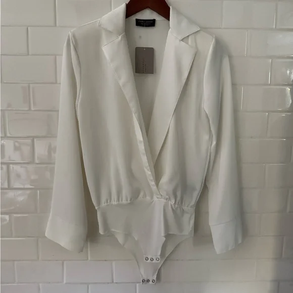 Zara Accessories White Long Sleeve Bodysuit - Picture 1 of 6